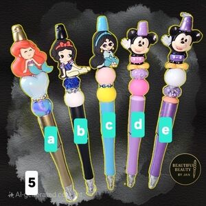Charming Character Pen Set - Gold, Black, Blue, Purple